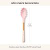 MACKENZIE-CHILDS Pasta Spoon, Stainless-Steel Slotted Spoon for Cooking, Pink-and-White Rosy Check(Classic)