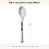 MACKENZIE-CHILDS Pasta Spoon, Stainless-Steel Slotted Spoon for Cooking, Pink-and-White Rosy Check(Sterling Check)