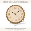 MACKENZIE-CHILDS Scalloped Desk Clock, Decorative Analog Clock for Living Room or Office, Pink-and-White Rosy Check(Rosy Check)