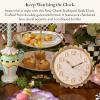 MACKENZIE-CHILDS Scalloped Desk Clock, Decorative Analog Clock for Living Room or Office, Pink-and-White Rosy Check(Rosy Check)