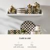 MACKENZIE-CHILDS Set of 2 Ceramic Farmhouse Canisters, Kitchen Storage Containers with Lids, 26-Ounce Capacity Each, Brown-and-White Mocha Check(Courtly Check)