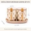MACKENZIE-CHILDS Set of 2 Ceramic Farmhouse Canisters, Kitchen Storage Containers with Lids, 26-Ounce Capacity Each, Brown-and-White Mocha Check(Mocha Check)