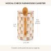 MACKENZIE-CHILDS Set of 2 Ceramic Farmhouse Canisters, Kitchen Storage Containers with Lids, 26-Ounce Capacity Each, Brown-and-White Mocha Check(Mocha Check)
