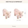 MACKENZIE-CHILDS Set of 2 Ceramic Salt and Pepper Shakers, Kitchen Table Accessories, Pink-and-White Rosy Pig
