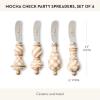 MACKENZIE-CHILDS Set of 4 Party Spreaders, Metal Butter and Charcuterie-Board Utensils, Black-and-White Courtly Check(Mocha Check)