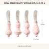 MACKENZIE-CHILDS Set of 4 Party Spreaders, Metal Butter and Charcuterie-Board Utensils, Black-and-White Courtly Check(Rosy Check)