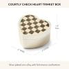 MACKENZIE-CHILDS Silver-Plated, Small Storage Box for Jewelry, Keepsakes, Ring Storage, or Gift Giving, Black-and-White Courtly Check Heart