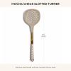 MACKENZIE-CHILDS Slotted Turner, Stainless-Steel Turner for Cooking, Pink-and-White Rosy Check(Mocha Check)