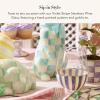 MACKENZIE-CHILDS Stemless Wine Glass, Decorative Wine Glass, 22 Ounces, Black-and-White Courtly Stripe(Violet Stripe)