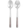 MACKENZIE-CHILDS 2-Piece Bistro Salad Serving Set, Stainless-Steel Salad Servers, Black-and-White Courtly Check(Courtly Check)
