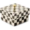 MACKENZIE-CHILDS Capiz Scalloped Box, Small Storage Box for Jewelry and Ring Storage, Black-and-White Courtly Check(Courtly Check)