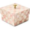 MACKENZIE-CHILDS Capiz Scalloped Box, Small Storage Box for Jewelry and Ring Storage, Black-and-White Courtly Check(Rosy Check)