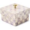 MACKENZIE-CHILDS Capiz Scalloped Box, Small Storage Box for Jewelry and Ring Storage, Black-and-White Courtly Check(Violet Check)