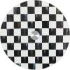 MACKENZIE-CHILDS Glass Lazy Susan, Round Rotating Serving Board, Brown-and-White Mocha Check(Courtly Check)