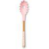 MACKENZIE-CHILDS Pasta Spoon, Stainless-Steel Slotted Spoon for Cooking, Pink-and-White Rosy Check(Classic)