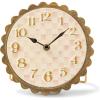 MACKENZIE-CHILDS Scalloped Desk Clock, Decorative Analog Clock for Living Room or Office, Pink-and-White Rosy Check(Rosy Check)