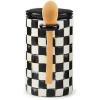 MACKENZIE-CHILDS Set of 2 Ceramic Farmhouse Canisters, Kitchen Storage Containers with Lids, 26-Ounce Capacity Each, Brown-and-White Mocha Check(Courtly Check)