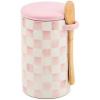 MACKENZIE-CHILDS Set of 2 Ceramic Farmhouse Canisters, Kitchen Storage Containers with Lids, 26-Ounce Capacity Each, Brown-and-White Mocha Check(Rosy Check)