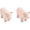 MACKENZIE-CHILDS Set of 2 Ceramic Salt and Pepper Shakers, Kitchen Table Accessories, Pink-and-White Rosy Pig