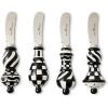 MACKENZIE-CHILDS Set of 4 Party Spreaders, Metal Butter and Charcuterie-Board Utensils, Black-and-White Courtly Check(Courtly Check)