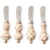 MACKENZIE-CHILDS Set of 4 Party Spreaders, Metal Butter and Charcuterie-Board Utensils, Black-and-White Courtly Check(Mocha Check)