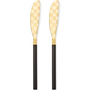 MACKENZIE-CHILDS 2-Piece Spreader Set, Stainless-Steel Butter Knife Set, Black(Black)