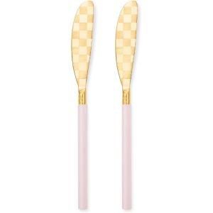 MACKENZIE-CHILDS 2-Piece Spreader Set, Stainless-Steel Butter Knife Set, Black(Rosy)