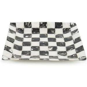 MACKENZIE-CHILDS Capiz Catchall Tray, Decorative Trinket Dish, Black-and-White Courtly Check(Courtly Check)