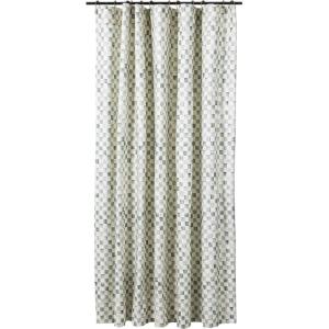 MACKENZIE-CHILDS Fabric Shower Curtain, Decorative Bathroom Shower Curtain, 72×72, Brown-and-White Mocha Check(Sterling Check)