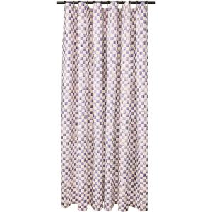 MACKENZIE-CHILDS Fabric Shower Curtain, Decorative Bathroom Shower Curtain, 72×72, Brown-and-White Mocha Check(Violet Check)