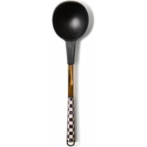 MACKENZIE-CHILDS Ladle, Kitchen Ladle Spoon for Cooking, Pink-and-White Rosy Check(Courtly Check)