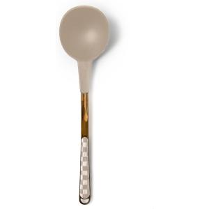 MACKENZIE-CHILDS Ladle, Kitchen Ladle Spoon for Cooking, Pink-and-White Rosy Check(Mocha Check)