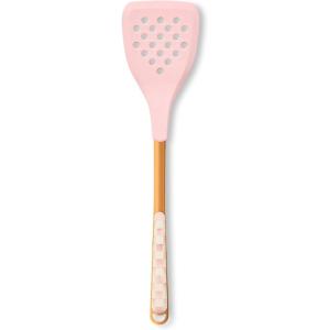 MACKENZIE-CHILDS Slotted Spatula, Kitchen Spatula for Cooking, Pink-and-White Rosy Check(Rosy Check)