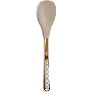 MACKENZIE-CHILDS Spoon, Kitchen Spoon for Cooking or Serving, Pink-and-White Rosy Check(Mocha Check)