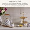 MACKENZIE CHILDS Enamel Tea Kettle, Decorative Tea Kettle for Stovetop, 3 Quarts, Light-Blue-and-White Sky Check(Violet Check)