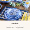 MACKENZIE-CHILDS Set of 4 Acrylic Water Goblets, Stemmed Water Glasses, 13.5 Ounces, Blue Check(Blue Check)
