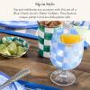 MACKENZIE-CHILDS Set of 4 Acrylic Water Goblets, Stemmed Water Glasses, 13.5 Ounces, Blue Check(Blue Check)