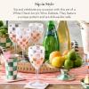 MACKENZIE-CHILDS Set of 4 Acrylic Wine Goblets, Stemmed Drinking Glasses, Decorative Glassware, 12 Ounces, Pink Check(White Check)