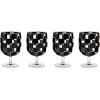 MACKENZIE-CHILDS Set of 4 Acrylic Water Goblets, Stemmed Water Glasses, 13.5 Ounces, Blue Check(Black Check)
