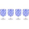 MACKENZIE-CHILDS Set of 4 Acrylic Water Goblets, Stemmed Water Glasses, 13.5 Ounces, Blue Check(Blue Check)