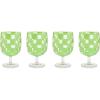 MACKENZIE-CHILDS Set of 4 Acrylic Water Goblets, Stemmed Water Glasses, 13.5 Ounces, Blue Check(Green Check)