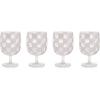 MACKENZIE-CHILDS Set of 4 Acrylic Water Goblets, Stemmed Water Glasses, 13.5 Ounces, Blue Check(White Check)
