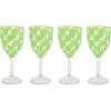 MACKENZIE-CHILDS Set of 4 Acrylic Wine Goblets, Stemmed Drinking Glasses, Decorative Glassware, 12 Ounces, Pink Check(Green Check)