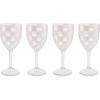MACKENZIE-CHILDS Set of 4 Acrylic Wine Goblets, Stemmed Drinking Glasses, Decorative Glassware, 12 Ounces, Pink Check(White Check)