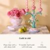 MACKENZIE-CHILDS Enamel Vase, Unique Flower-Vase Decor for Living Room, Large, Light-Blue-and-White Sky Check(Rosy Check)
