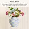 MACKENZIE-CHILDS Enamel Vase, Unique Flower-Vase Decor for Living Room, Large, Light-Blue-and-White Sky Check(Sky Check)