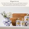 MACKENZIE-CHILDS Enamel Vase, Unique Flower-Vase Decor for Living Room, Large, Light-Blue-and-White Sky Check(Violet Check)