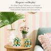 MACKENZIE-CHILDS Enamel Vase, Unique Flower-Vase Decor for Living Room, Tall, Light-Blue-and-White Sky Check(Rosy Check)