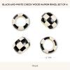 MACKENZIE-CHILDS Set of 4 Wood Napkin Rings, Fancy Napkin-Holder Rings, Black-and-White Check
