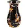 MACKENZIE-CHILDS Enamel Vase, Unique Flower-Vase Decor for Living Room, Tall, Light-Blue-and-White Sky Check(Brown Wild Rose)